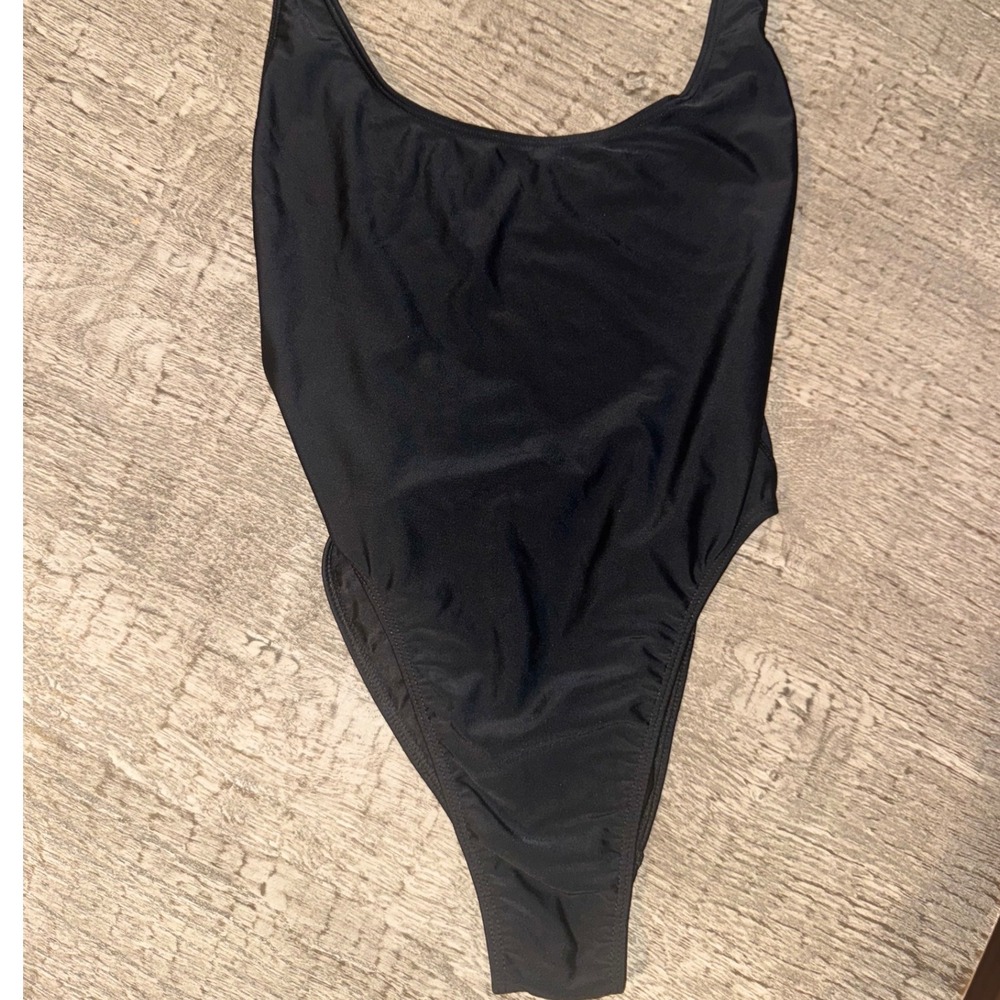 Vintage‎ American Apparel Tricot High Cut One Piece Swimsuit Black Medium - Picture 4 of 9
